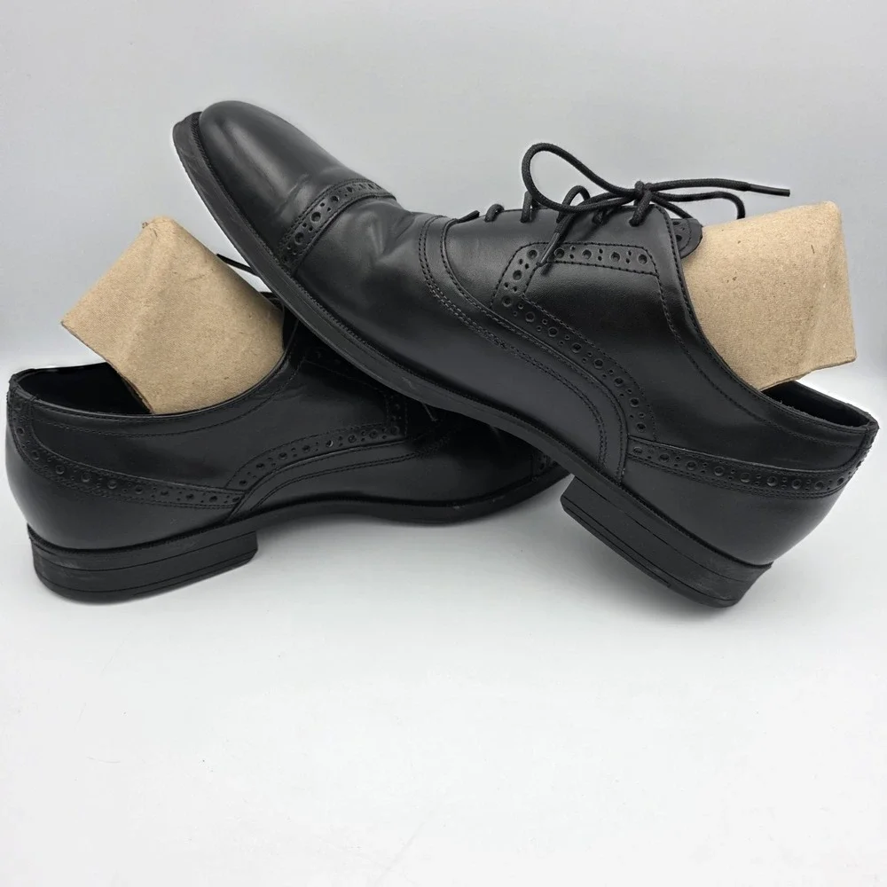Cole Haan C20225 Shoes Men 8.5 M Black Leather Signature Grand OS Captoe LaceUp